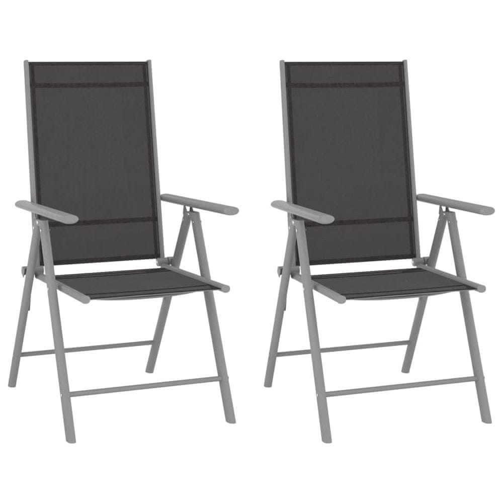 Petromila vidaXL Skladacie záhradné stoličky 2 ks textilénové čierne